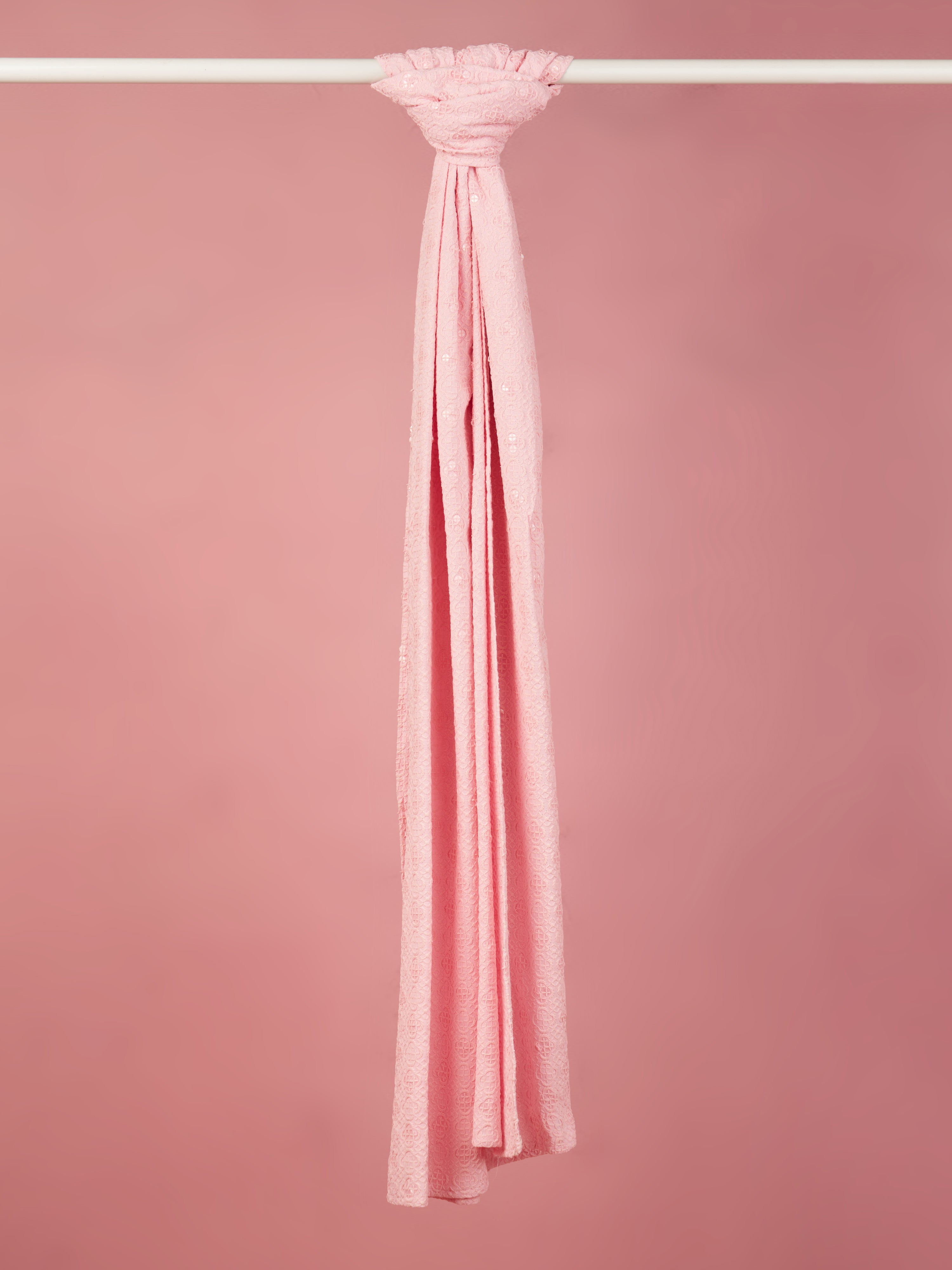 Men Pink Silk Blend Embroidered Dupatta