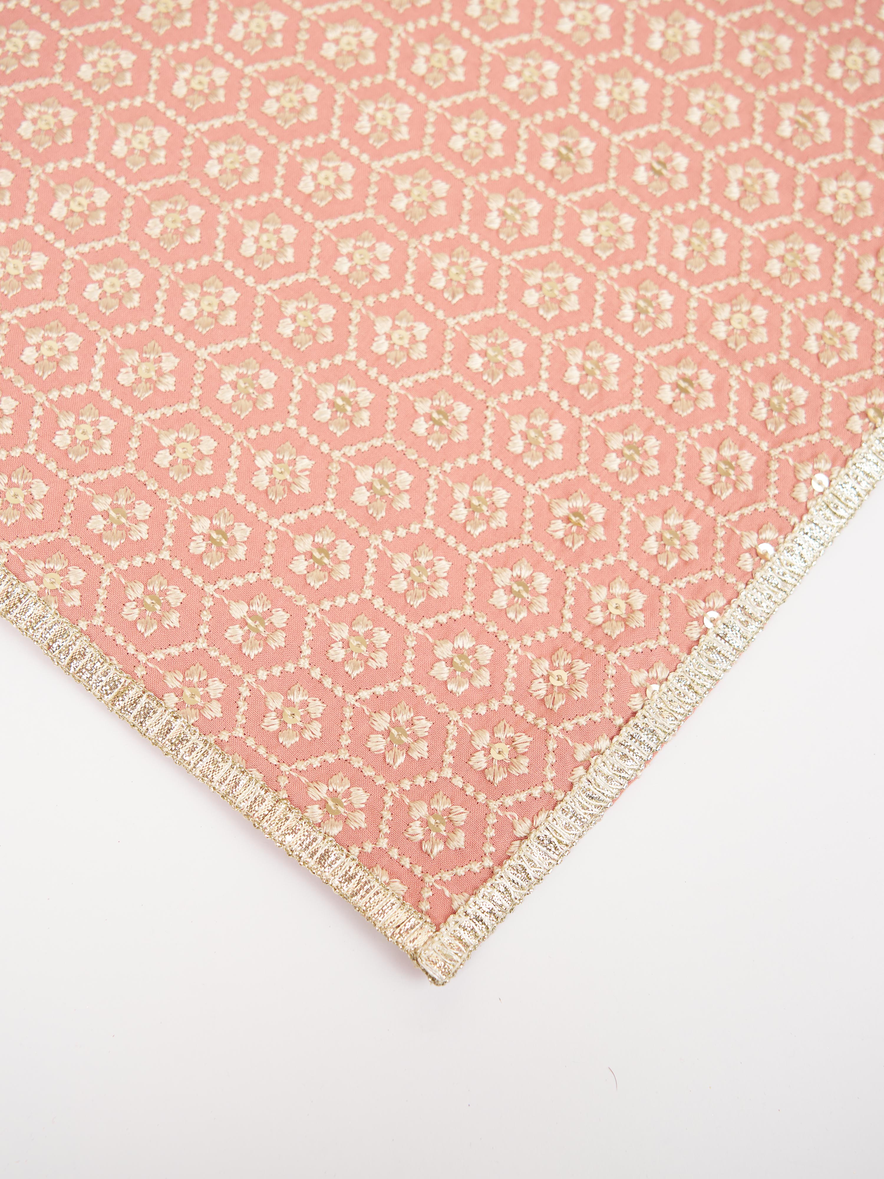 Men Peach Silk Blend Embroidered Dupatta