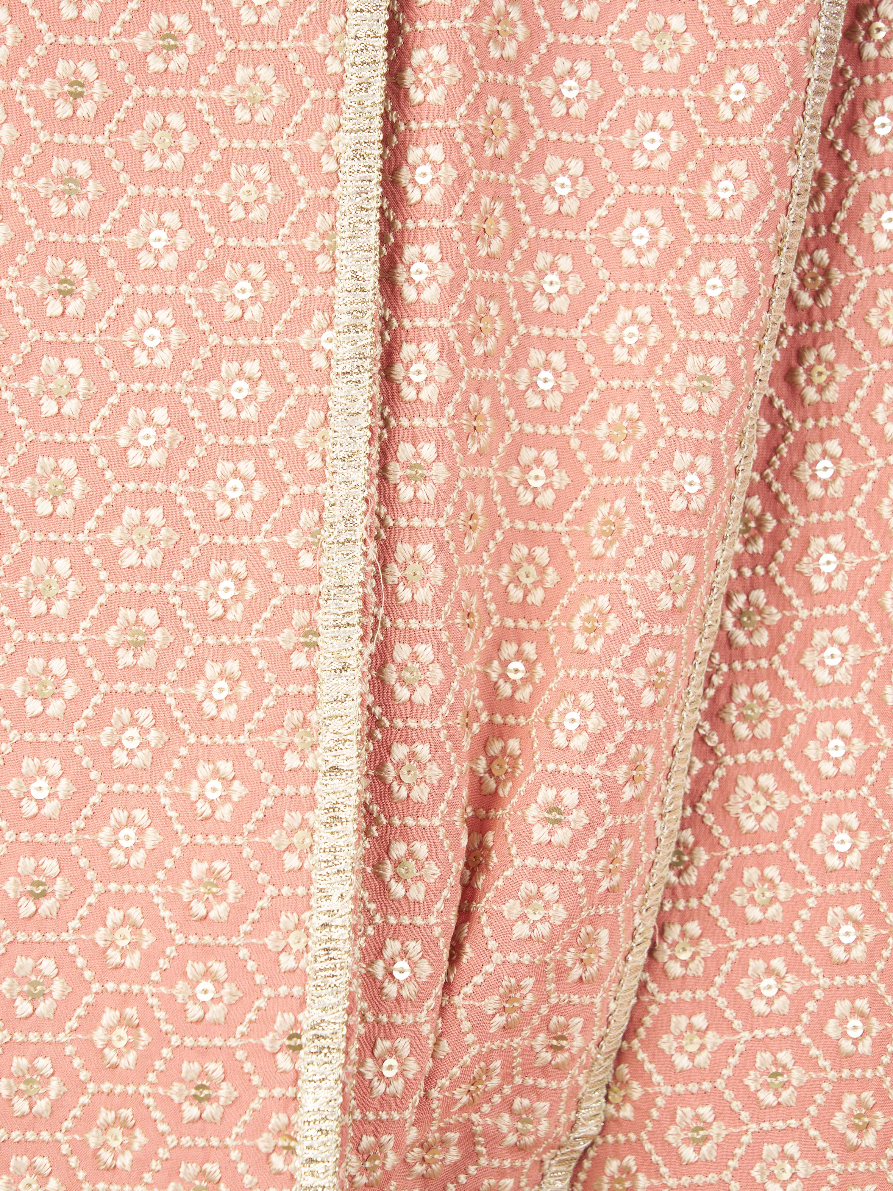 Men Peach Silk Blend Embroidered Dupatta