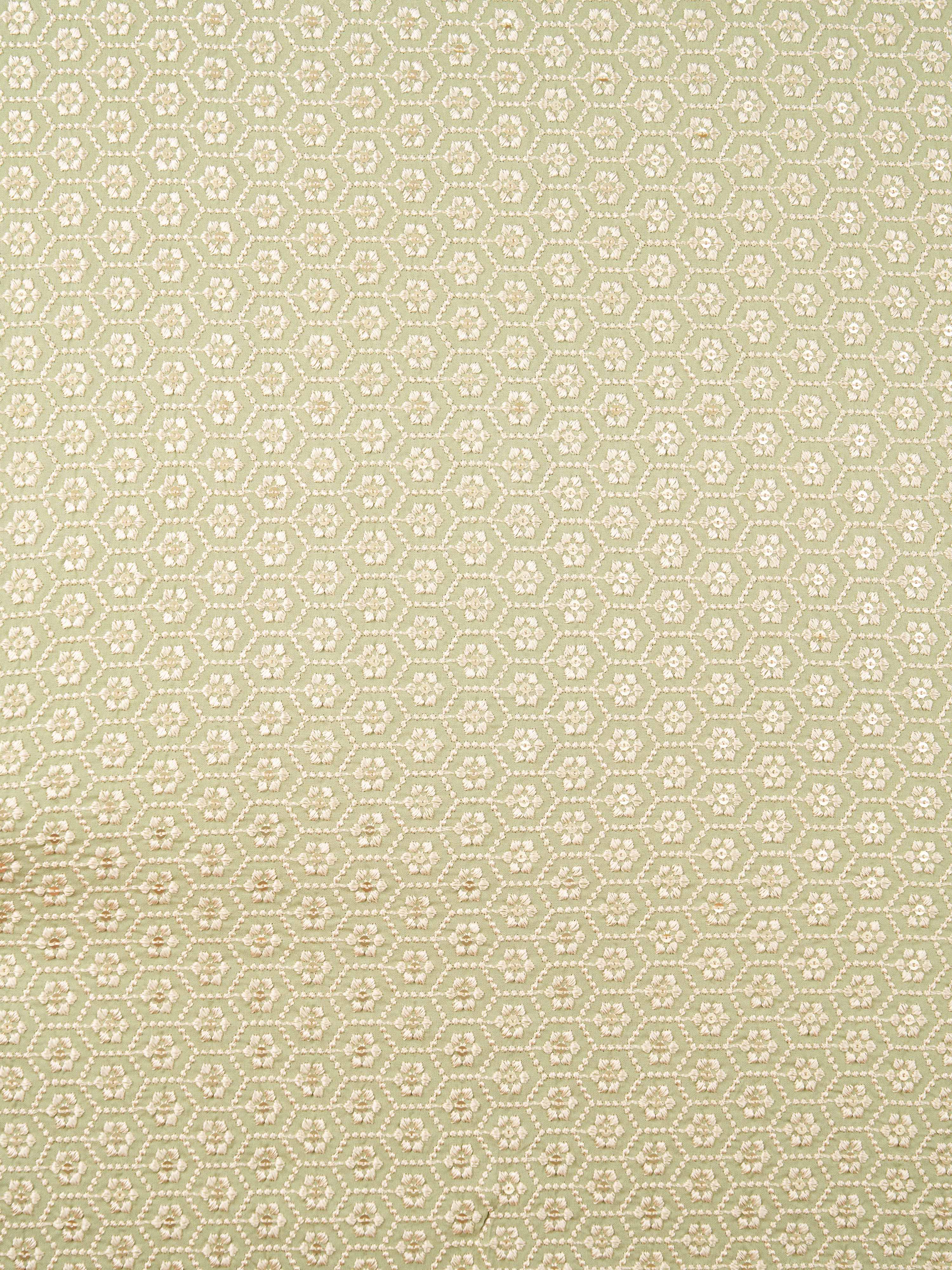 Men Pista Green Silk Blend Embroidered Dupatta