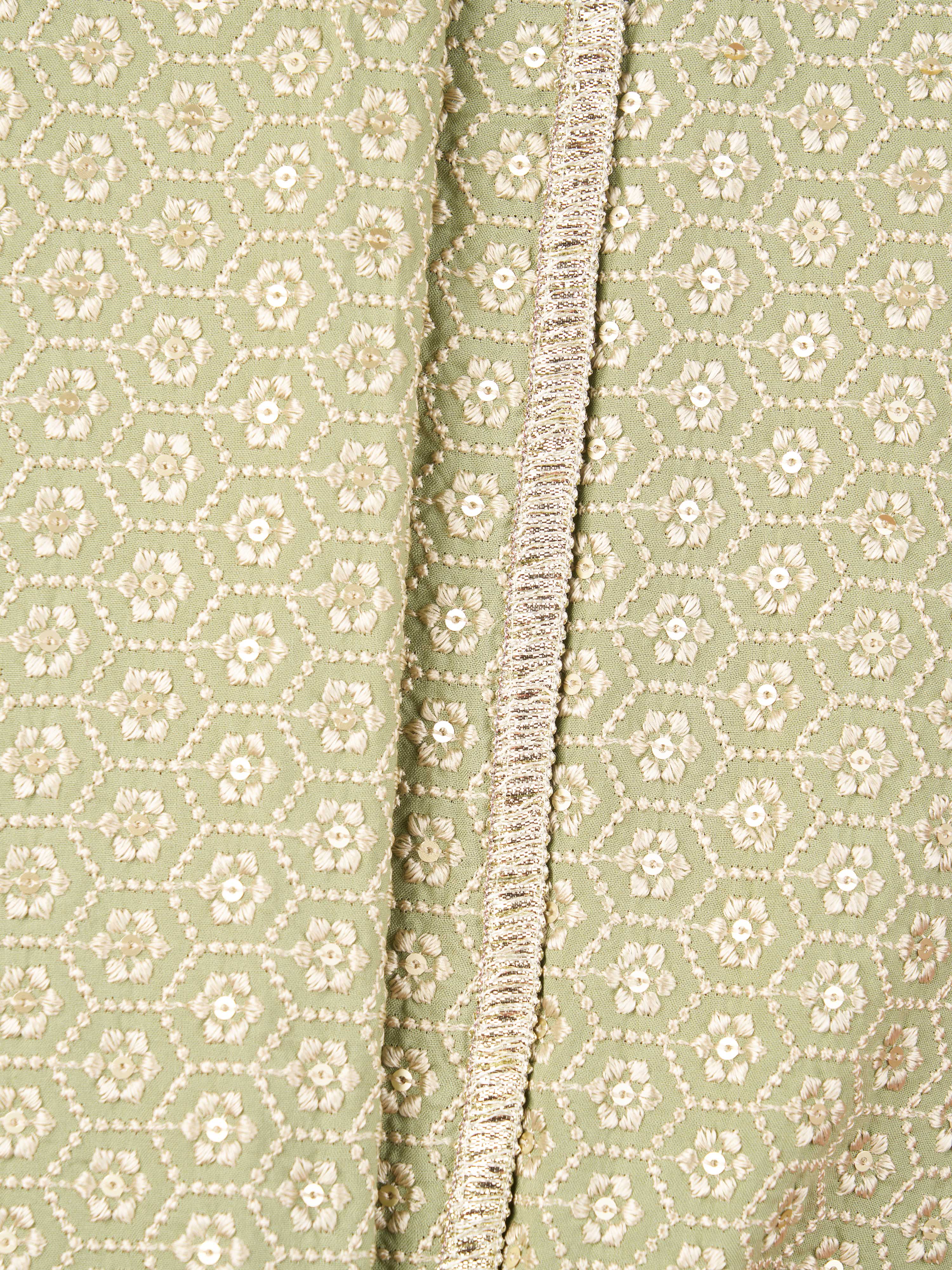 Men Pista Green Silk Blend Embroidered Dupatta