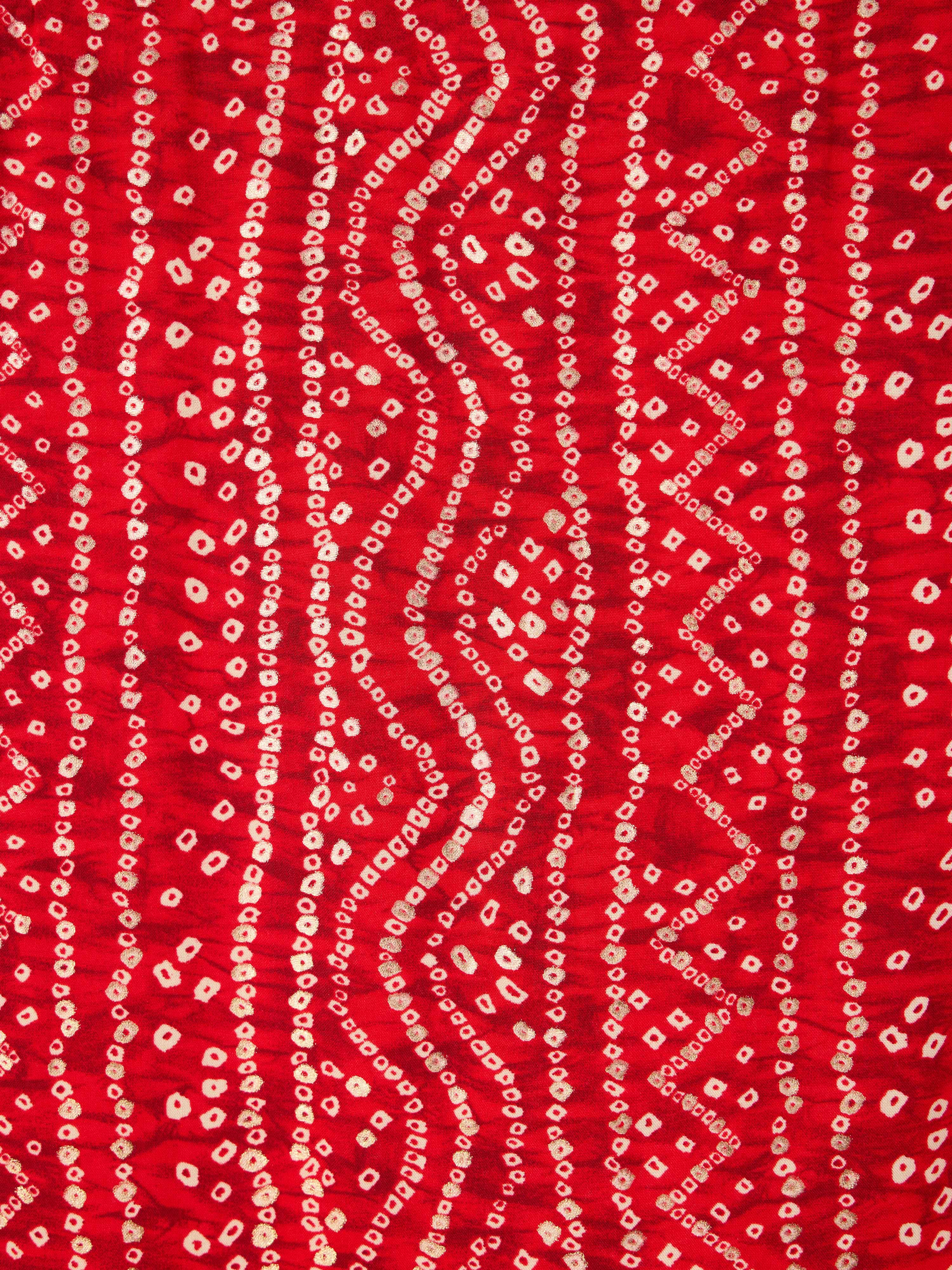 Men's Red Rayon Bandhani Print Dupatta