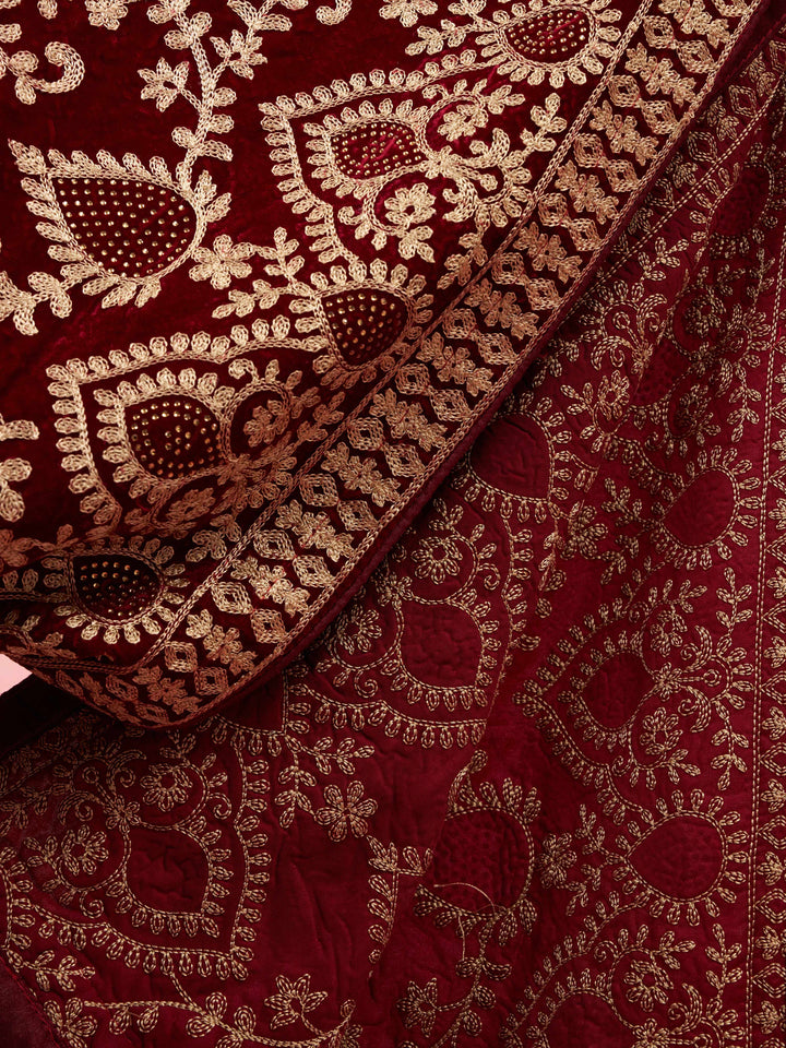 Velvet Material with Thread Embroidery Dupatta
