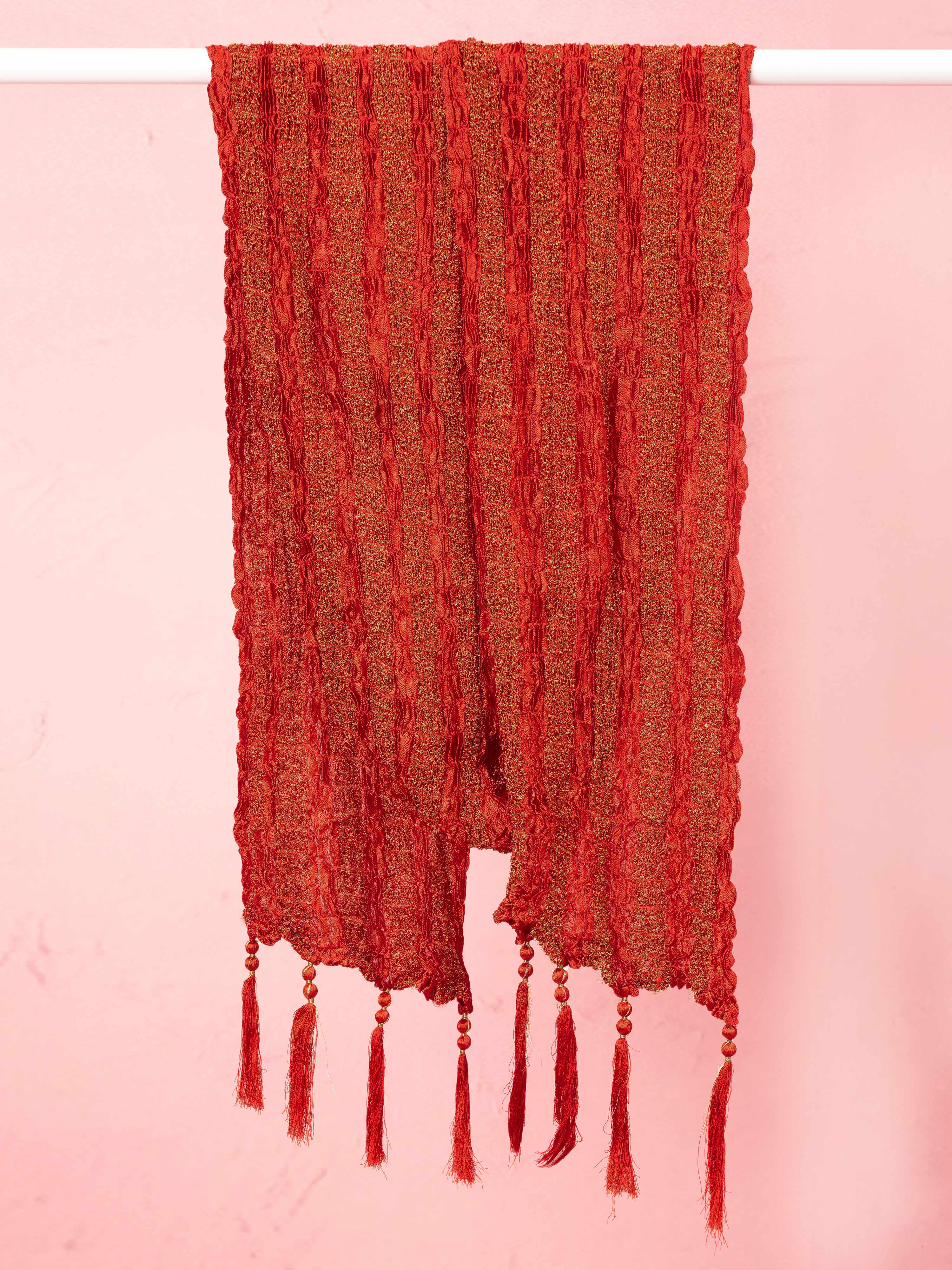 Men's Maroon Synthetic Crushed Dupatta Kurta Set