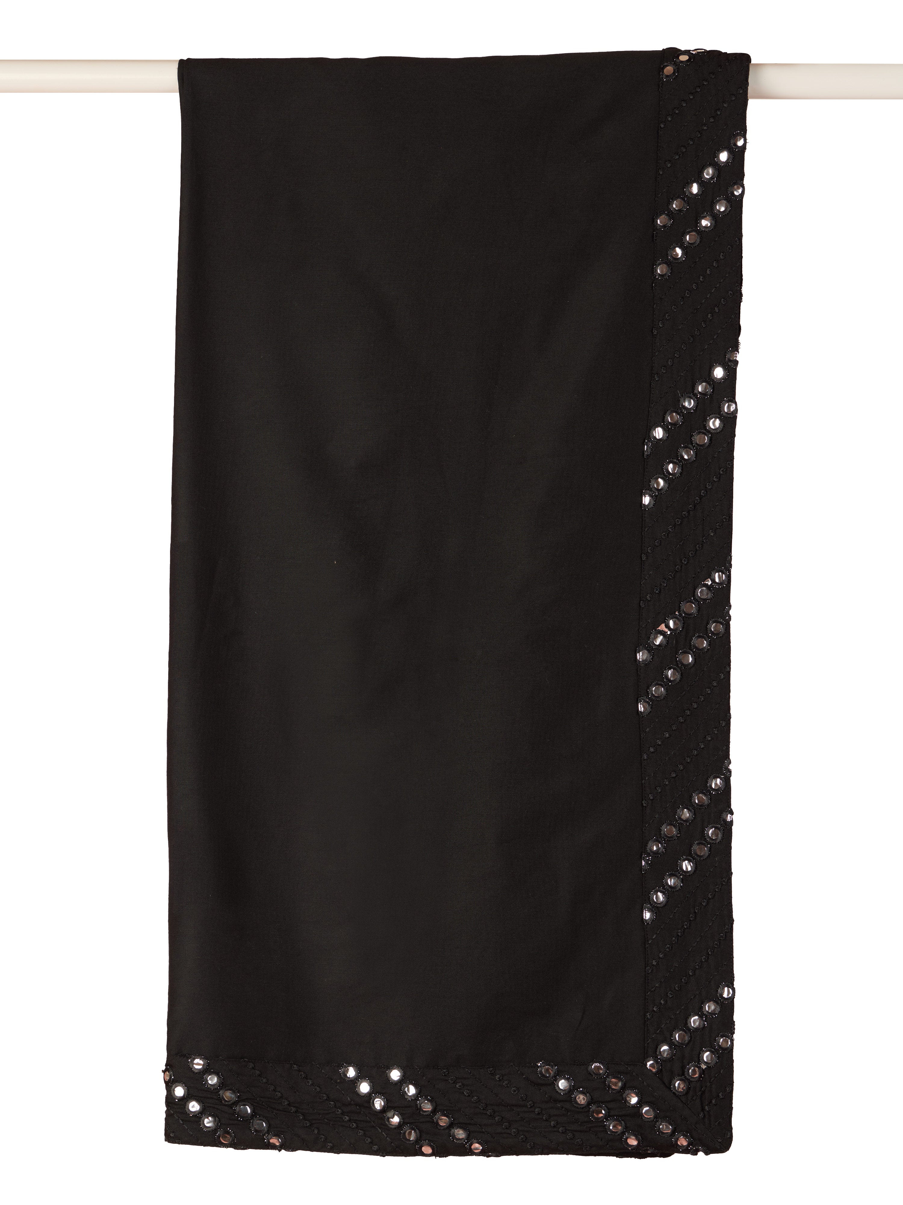 Men's Black Viscose Mirror Work Dupatta