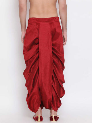 VM By VASTRAMAY Men's Maroon Embroidered Dhoti Pant