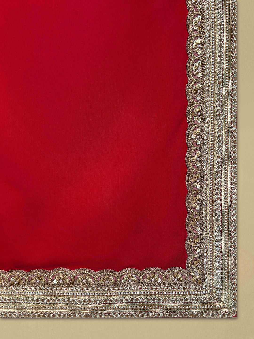 Men Cream Silk Blend Dhoti with Red Cotton Silk Dupatta Set