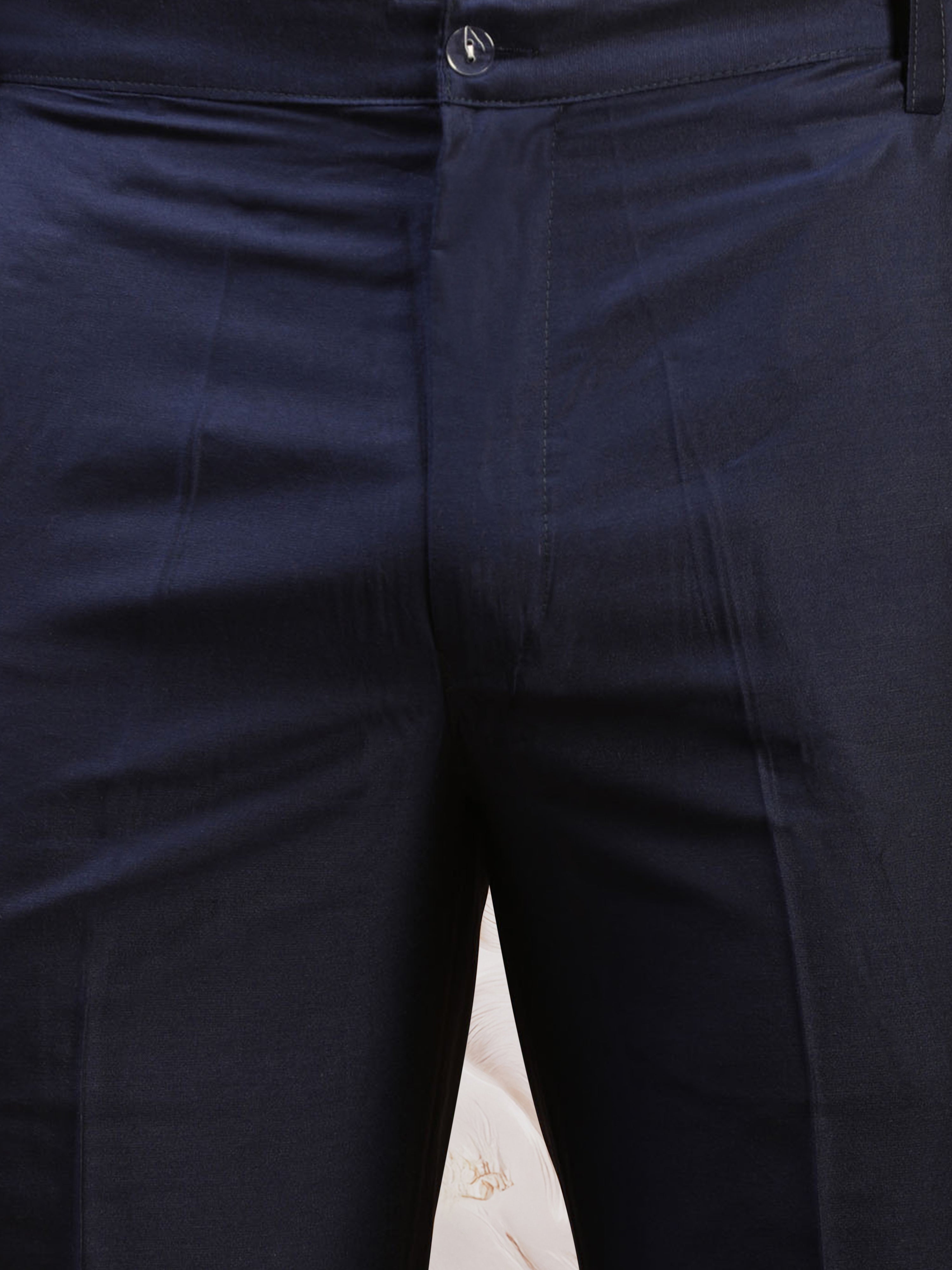 Men's Navy Blue Suiting Abstract Thigh Length Indo Western Set with Pant