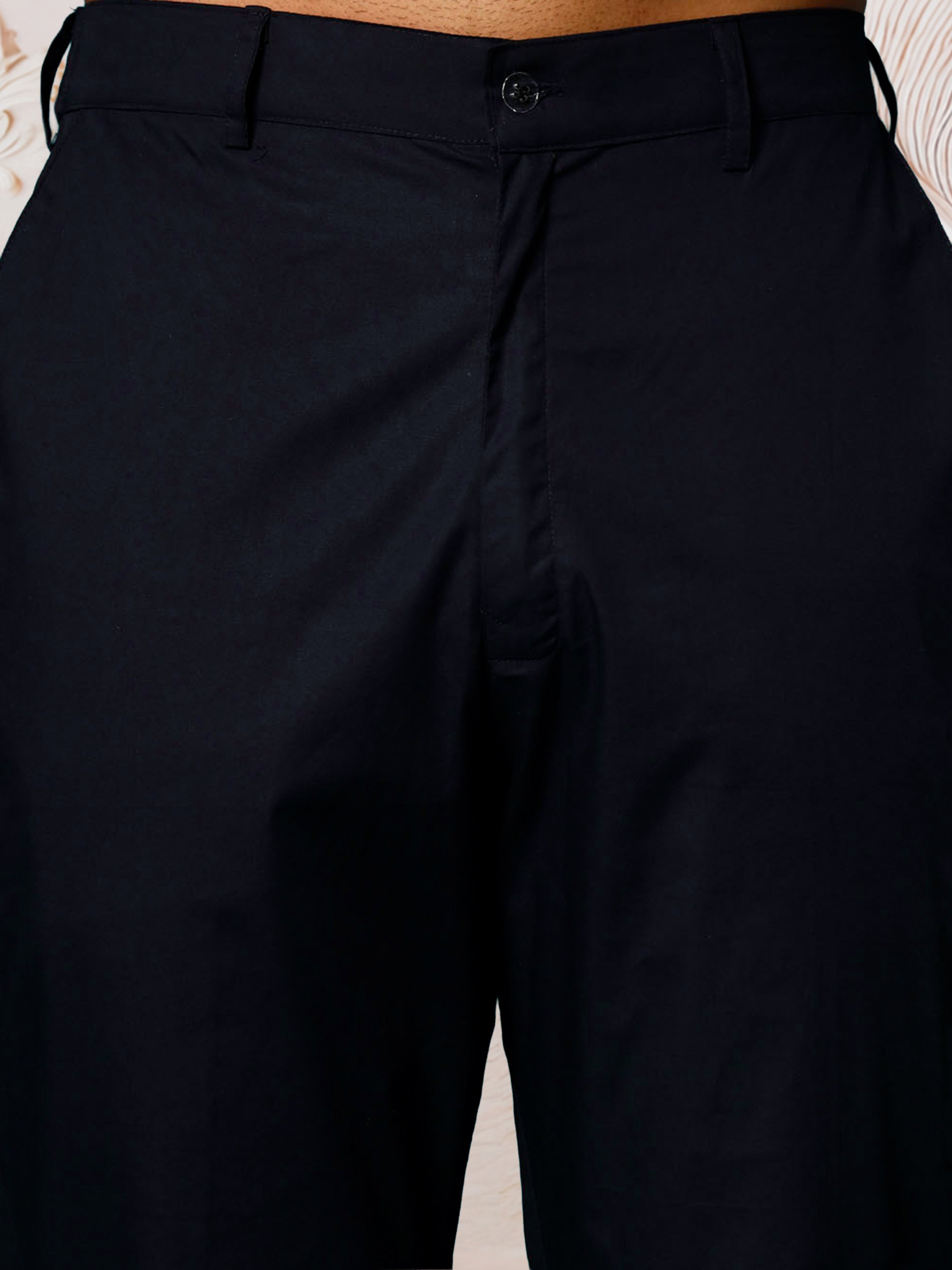 Men's Navy Blue Suiting Abstract Thigh Length Indo Western Set with Pant