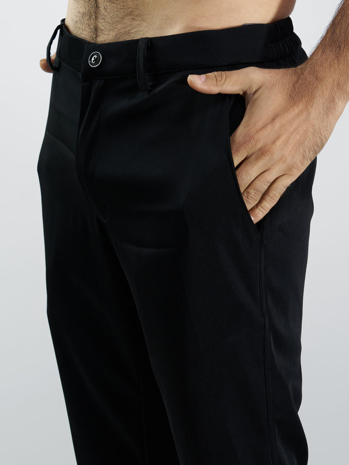 Men Wine Velvet Embroidered Indo-Western Kurta with Black Pant