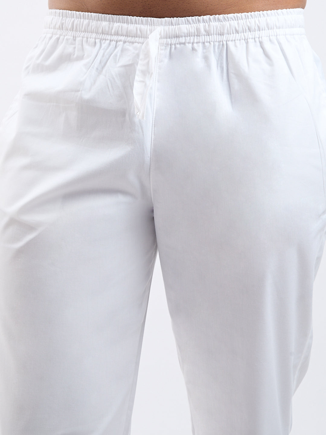 Men's Beige And White Cotton Blend Jacket, Kurta And Pyjama Set