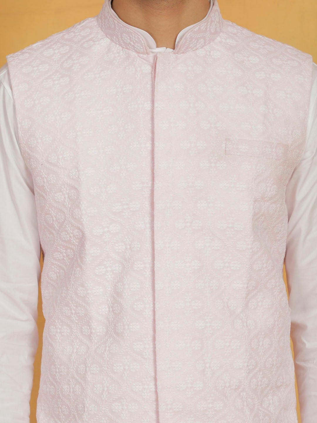 Men's Pink Cotton Nehru Jacket