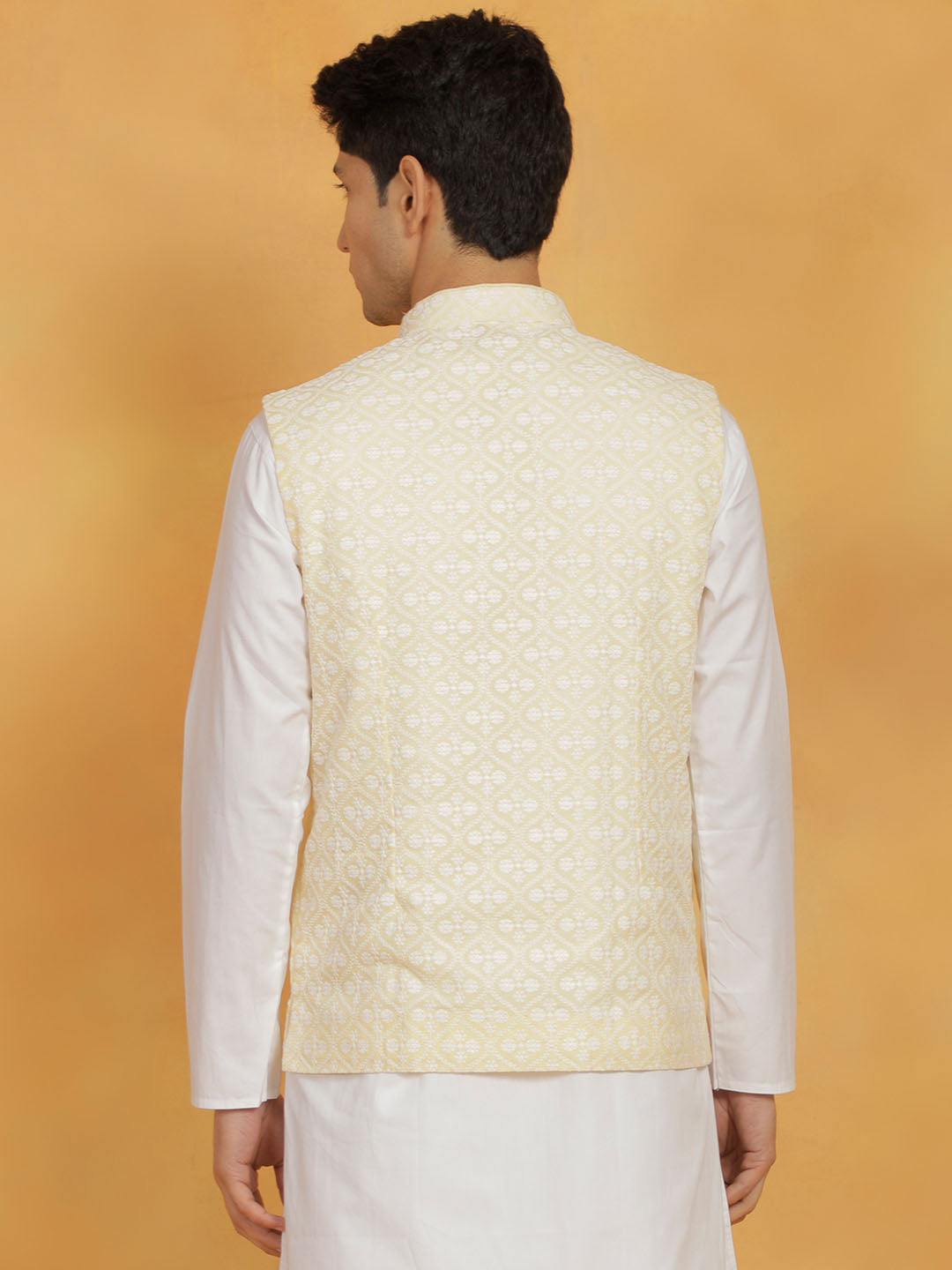 Men's Yellow Cotton Nehru Jacket
