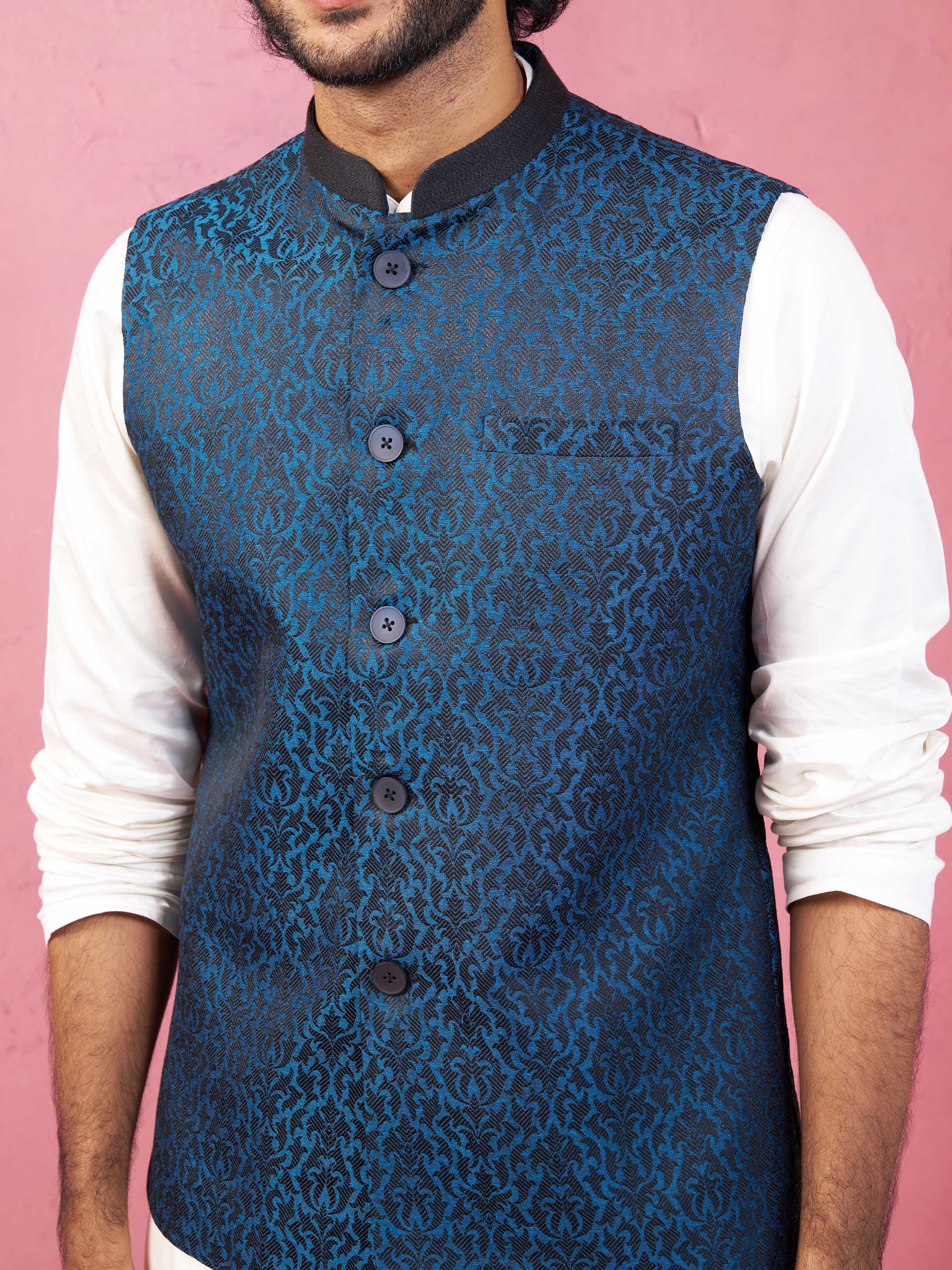 Men's Turquoise Nehru Jacket Set