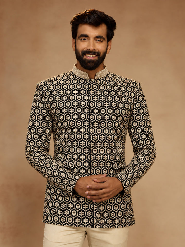 Men Black Rayon Bandhgala Jodhpuri Festive, Diwali Ethnic Wear