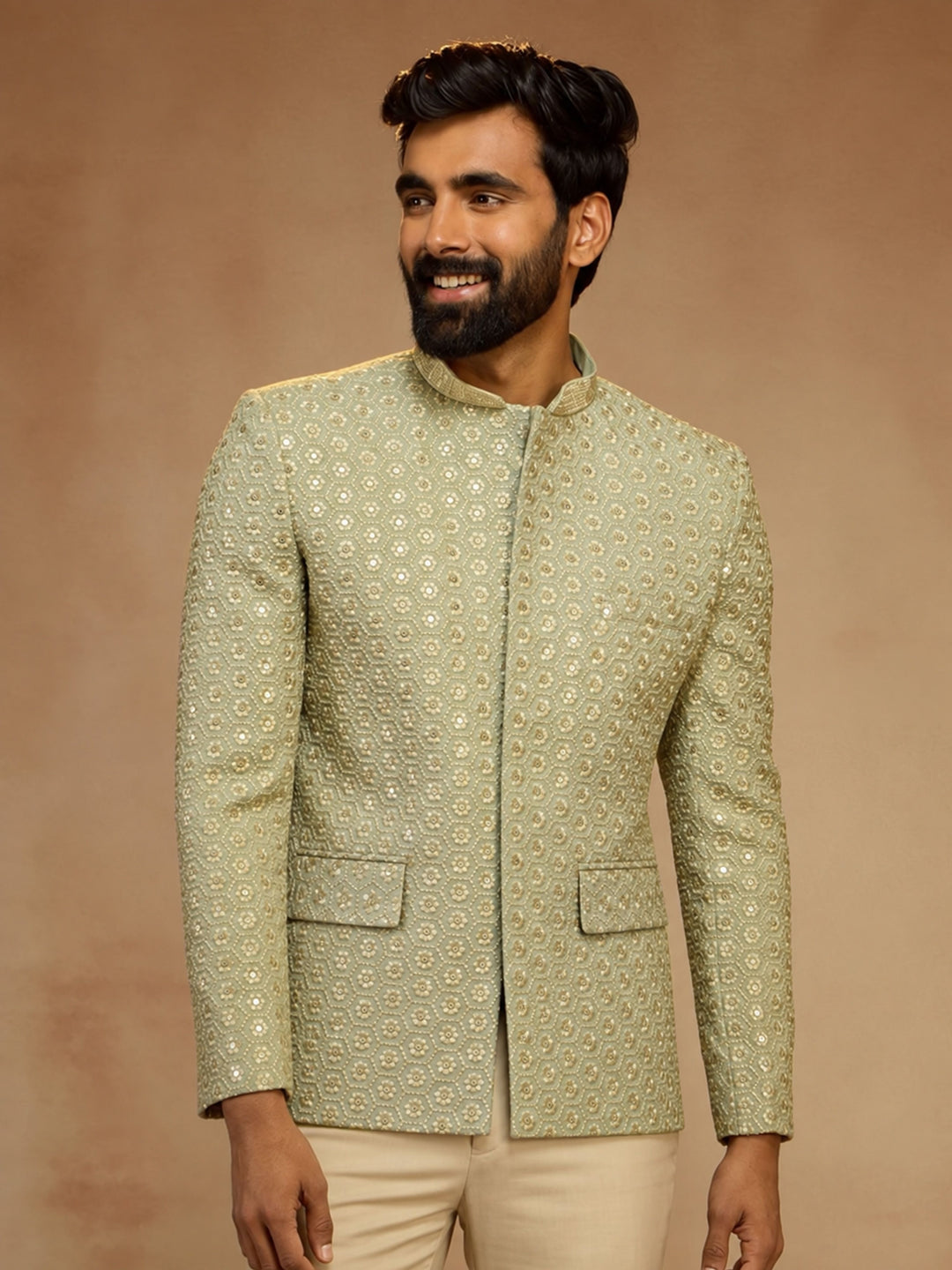 Men Mint Rayon Bandhgala Jodhpuri Festive, Diwali Ethnic Wear