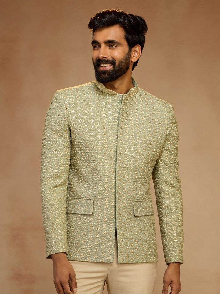 Men Mint Rayon Bandhgala Jodhpuri Festive, Diwali Ethnic Wear