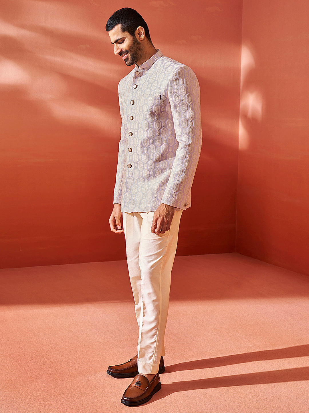 Men's Purple Silk Blend Jodhpuri Pyjama Set