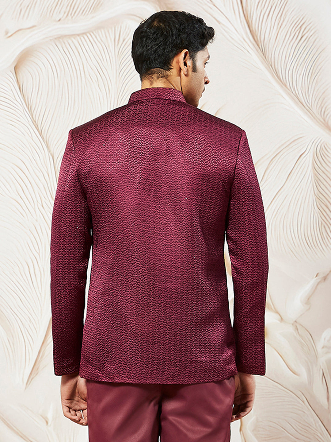 Men's Maroon Silk Blend Jodhpuri