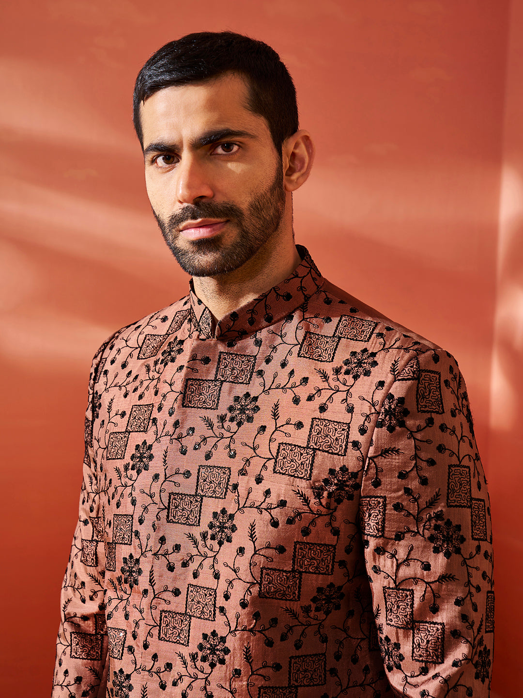 Men's Rust Silk Blend Jodhpuri
