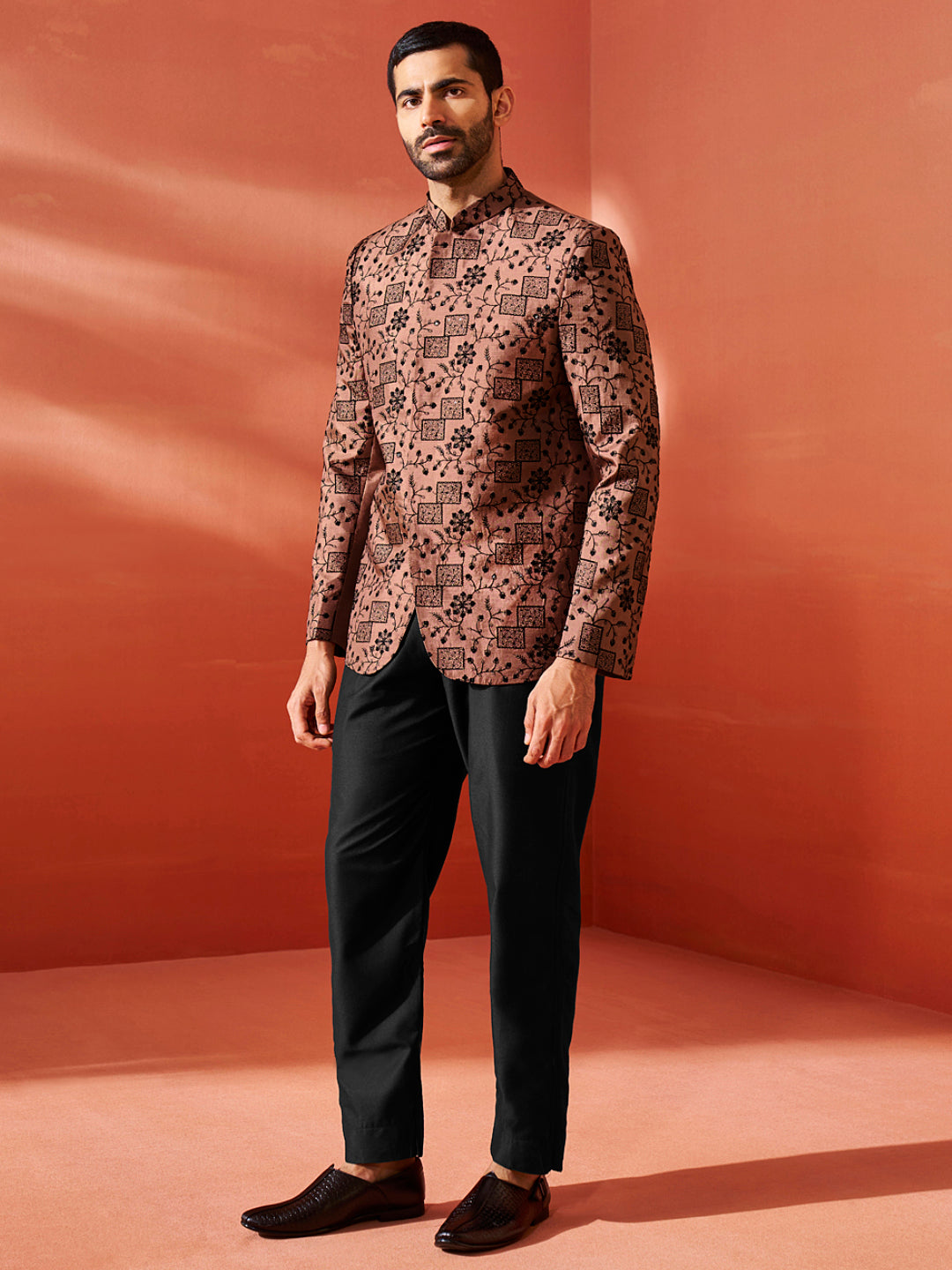 Men's Rust Silk Blend Jodhpuri
