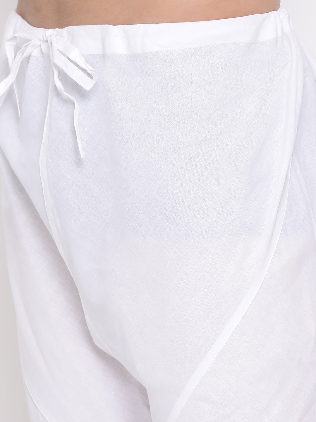VASTRAMAY Men's White Pure Cotton Chikankari Kurta Pant With Prayer Cap