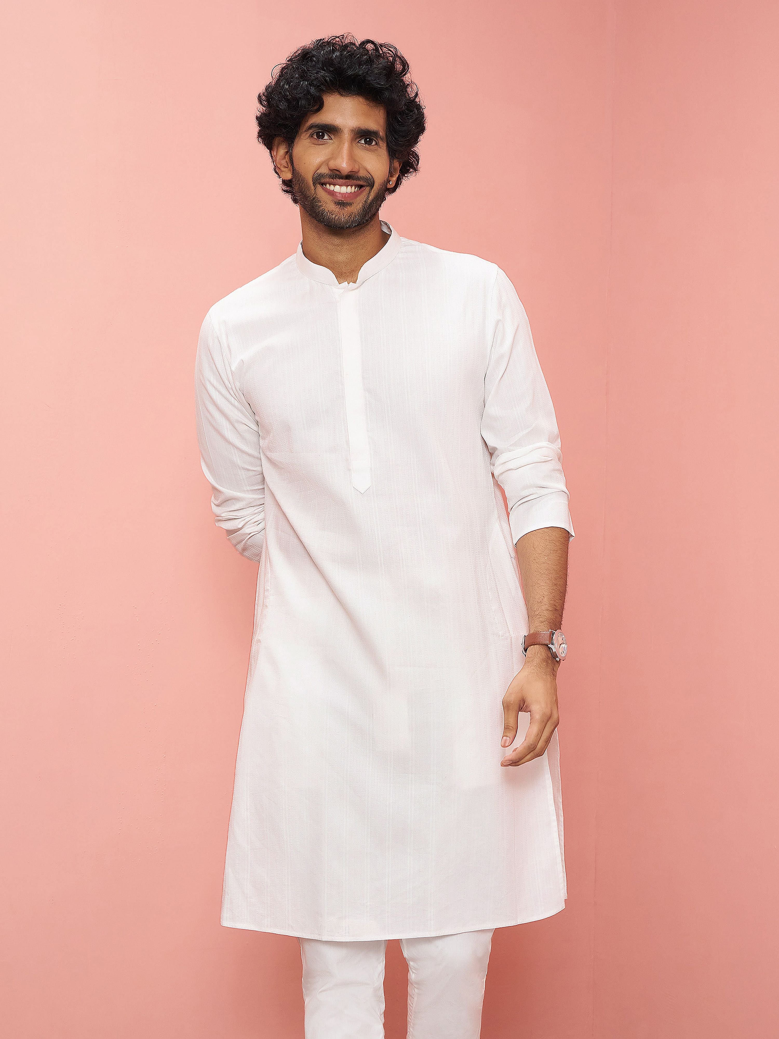 Men White Cotton Kurta Festive, Diwali Ethnic Wear