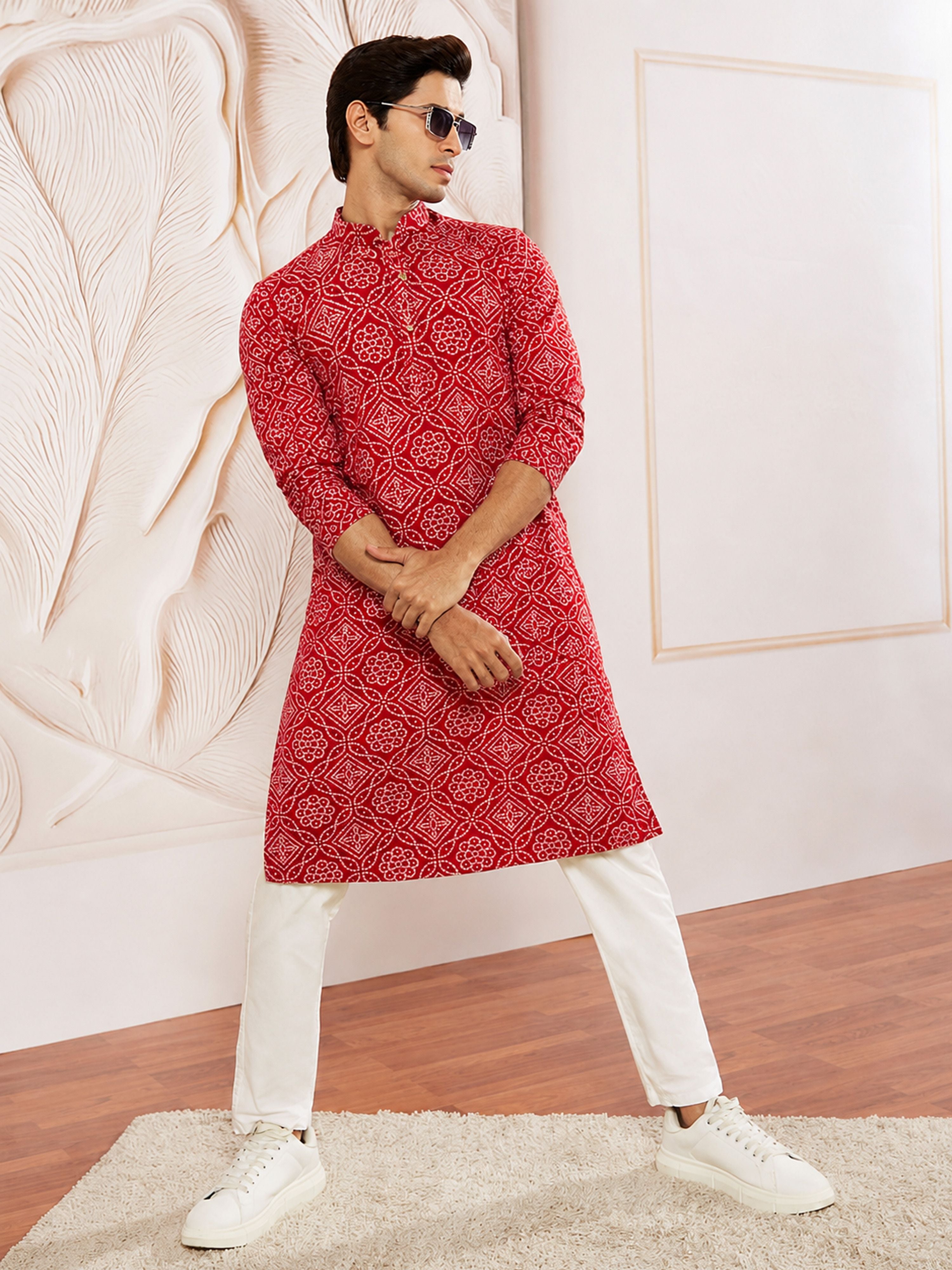 Men Red Rayon Kurta with Pyjama Diwali, Navratri, Festive, Wedding, Party Ethnic Wear