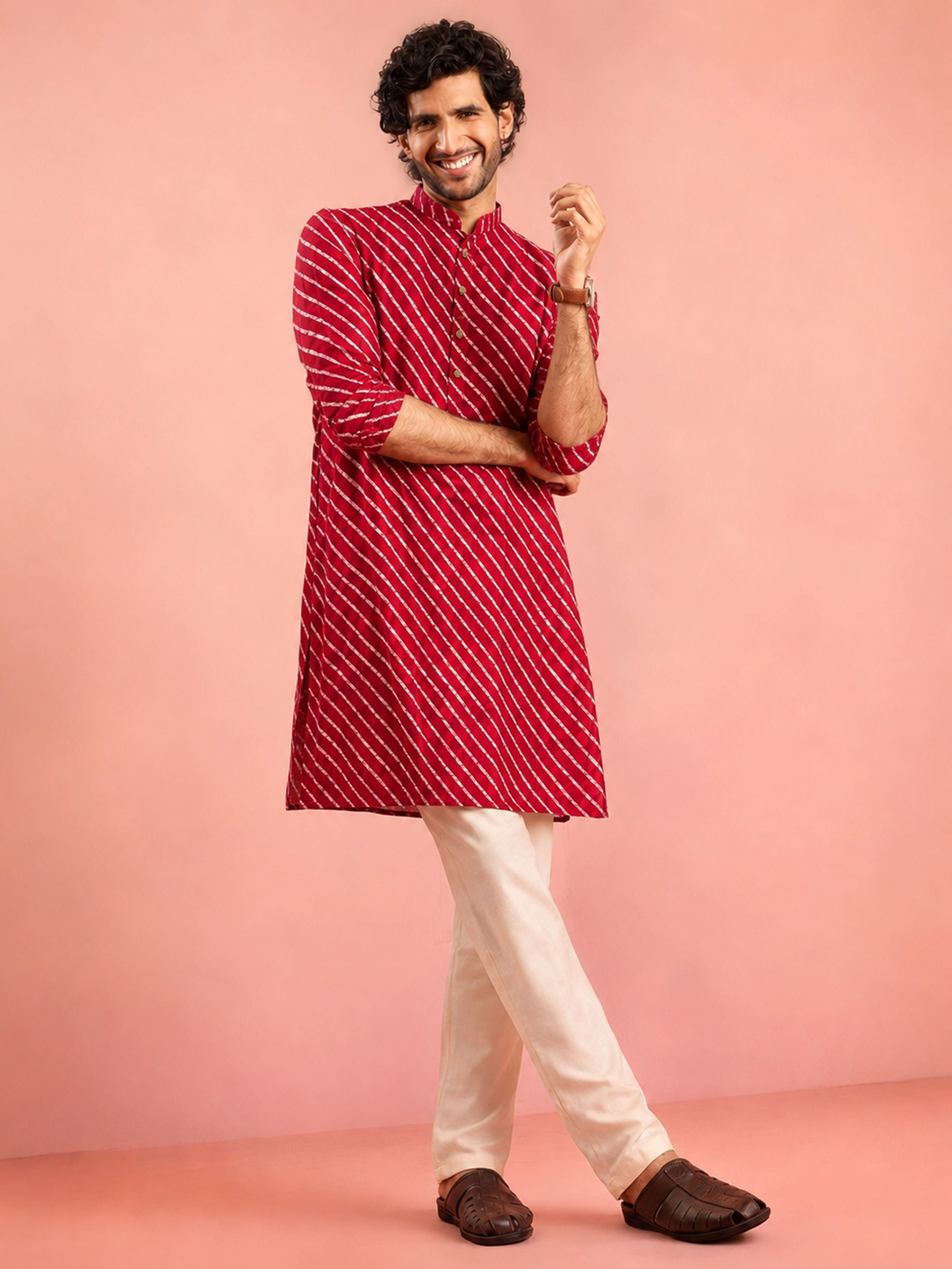 Men Red Rayon Kurta with Pyjama Diwali, Festive, Navratri, Party, Wedding, All regions Ethnic Wear