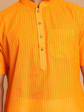 VASTRAMAY Men's Orange Striped Kurta