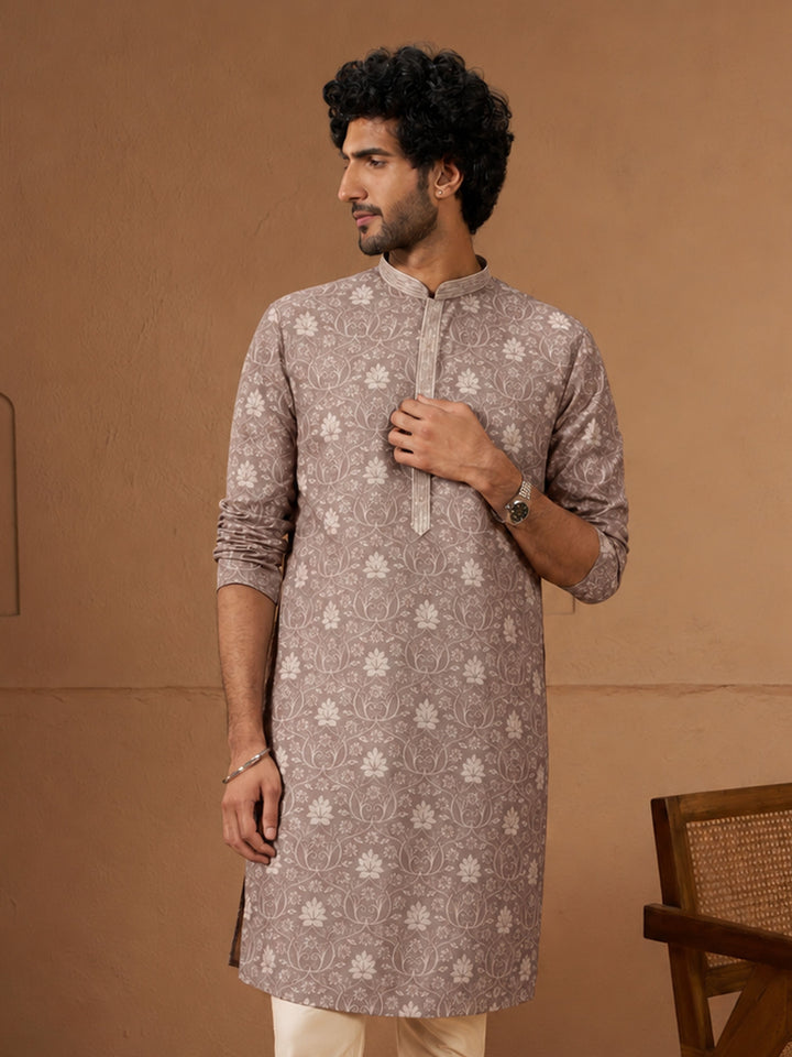 Men Grey Rayon Kurta Festive, Diwali Ethnic Wear