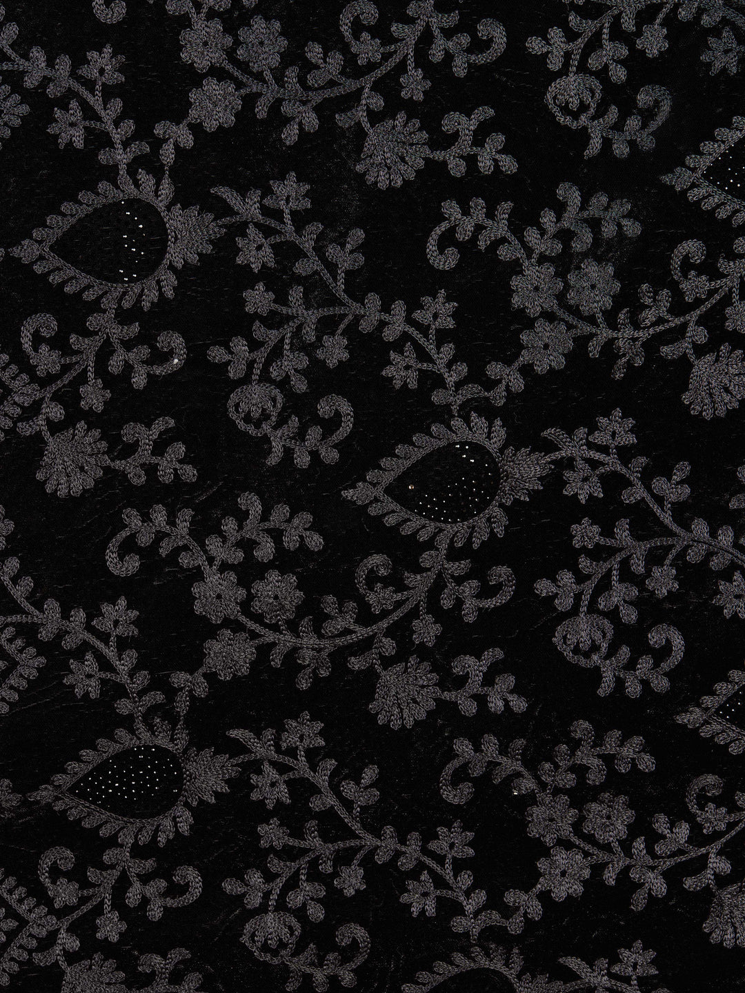 Men Black Solid Silk Blend Kurta with Pyjama &amp; Embroidered Velvet Dupatta Set