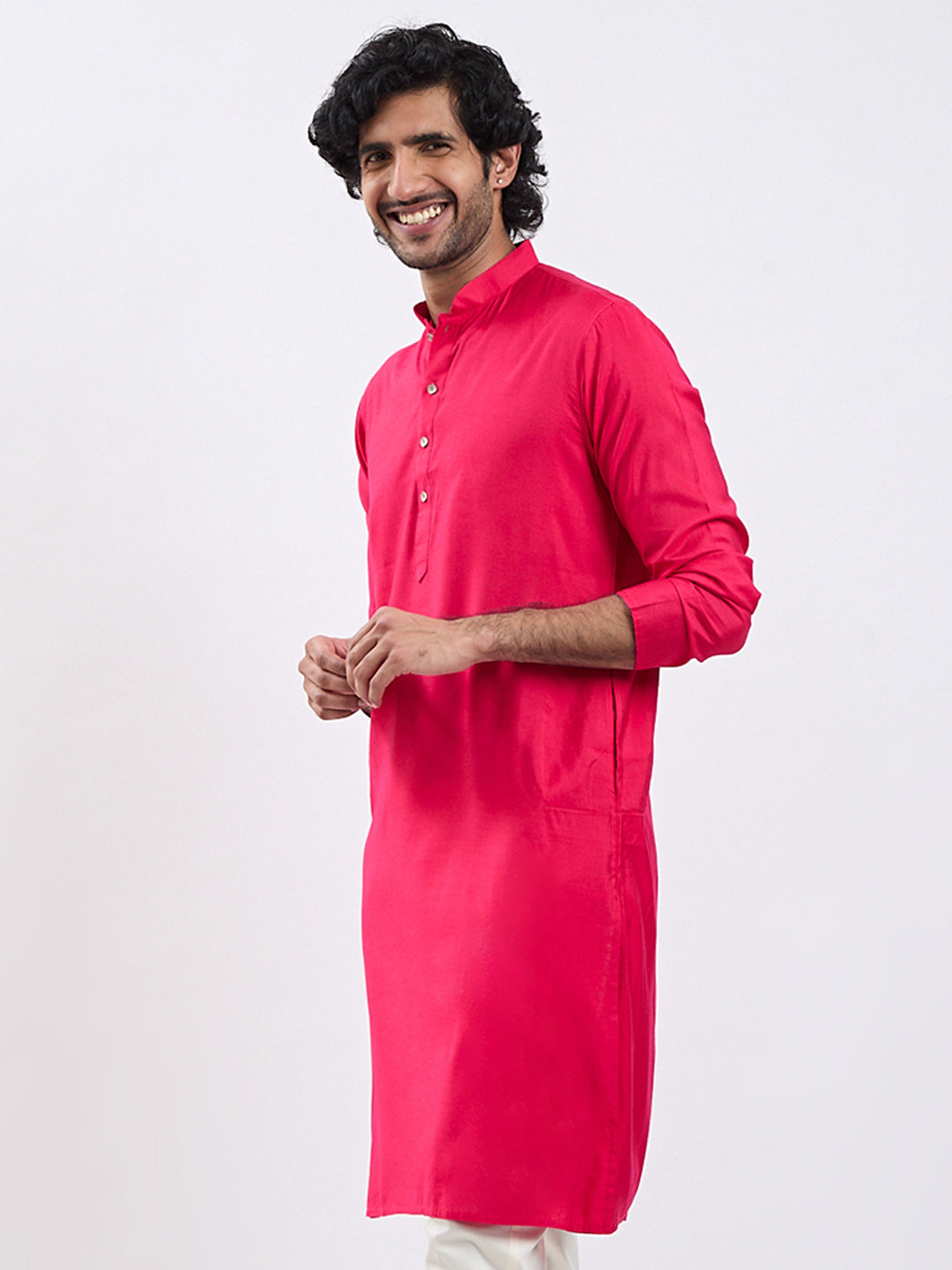 Men's Magenta Viscose Kurta