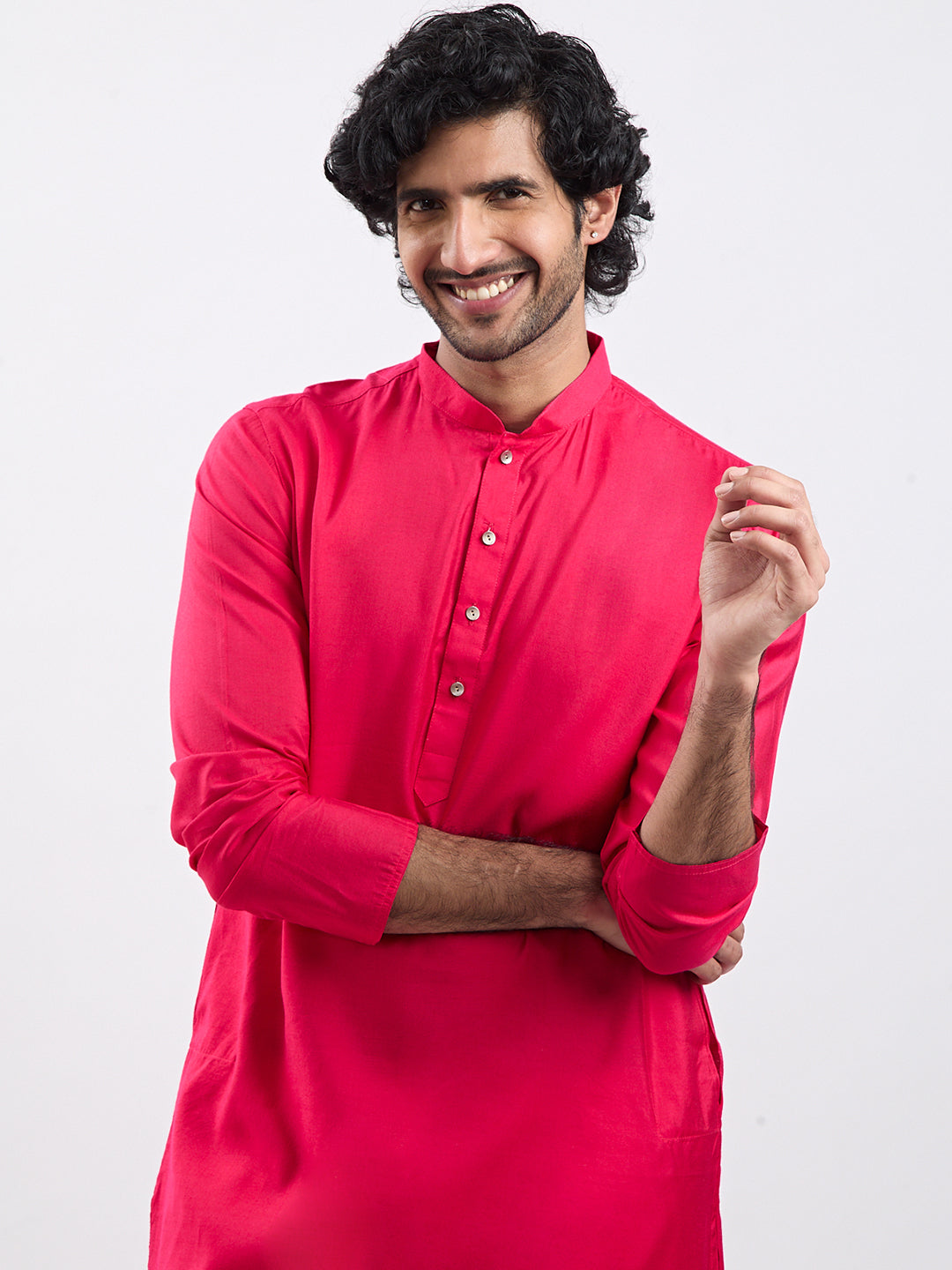 Men's Magenta Viscose Kurta