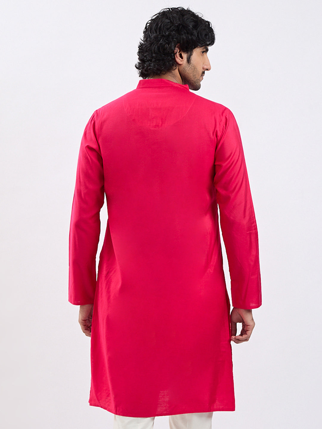 Men's Magenta Viscose Kurta