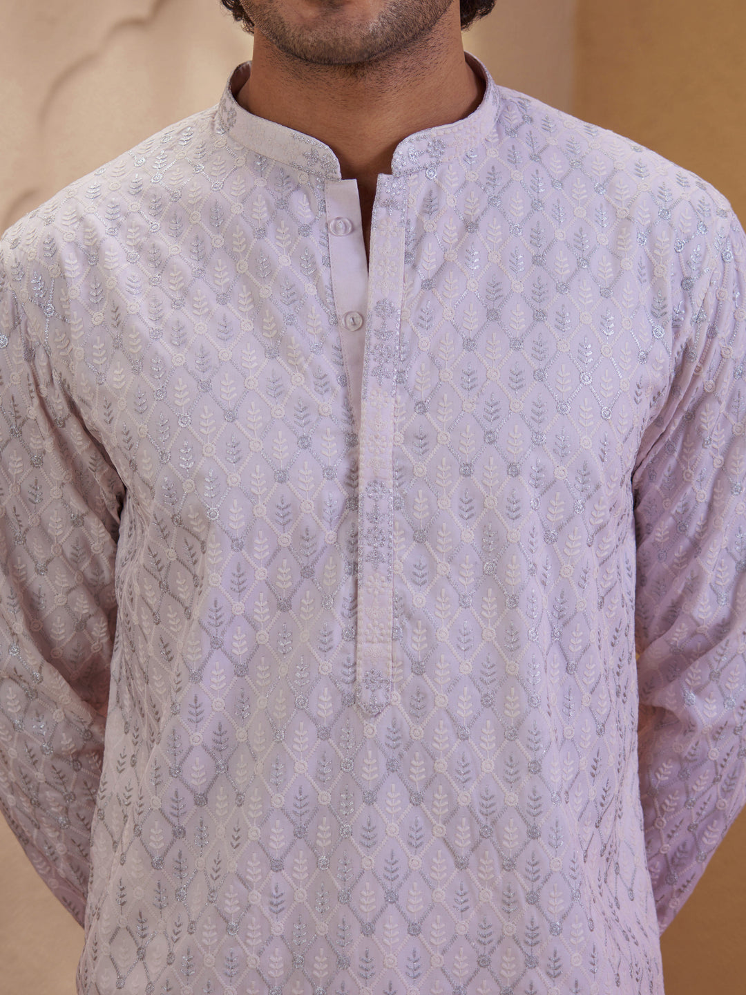 Vastramay Pink Ombre Embroidered Silk Blend Kurta | Diwali Gift Box with Go Desi Mithai &amp; 4 Laddoo Candles