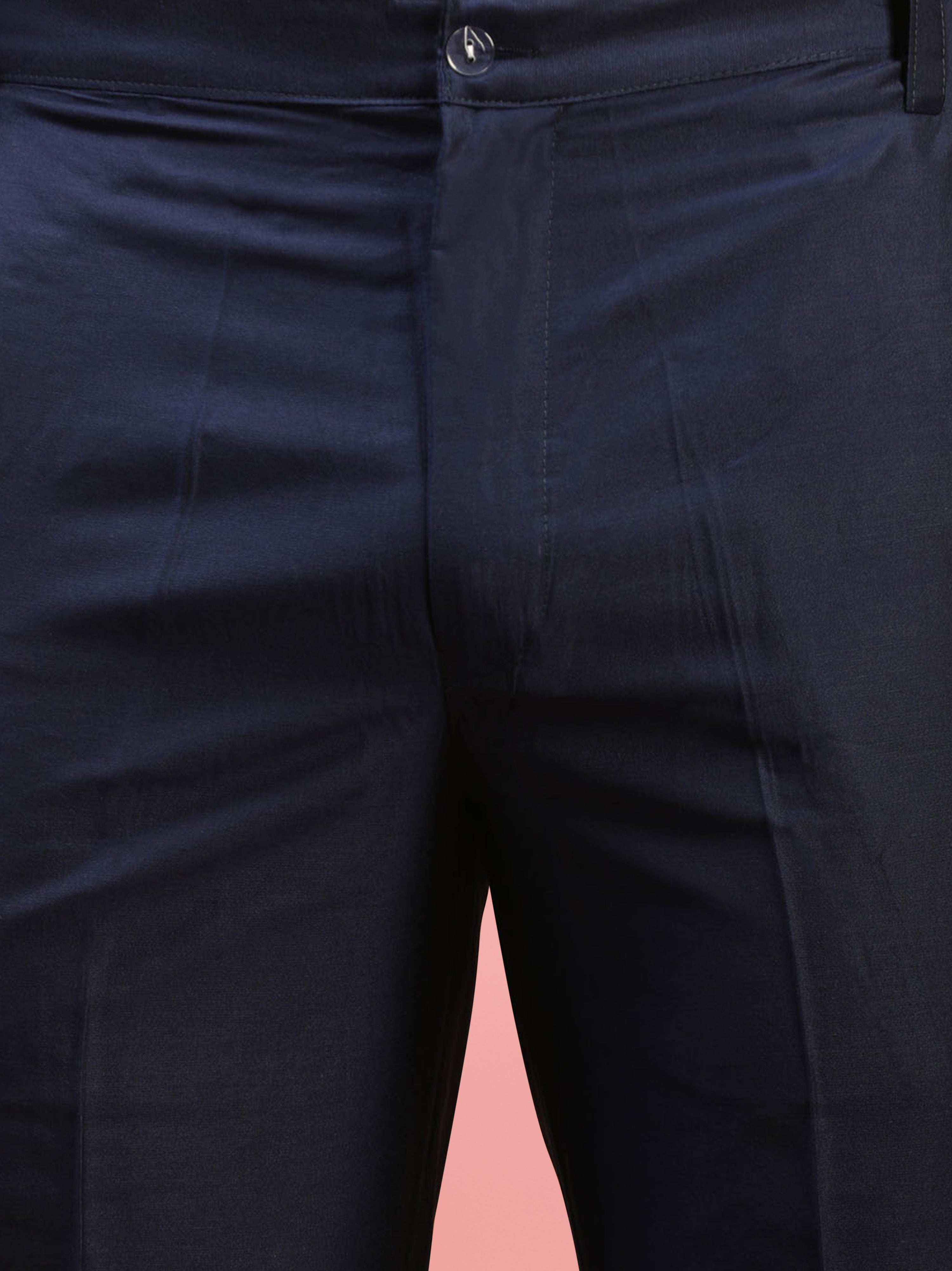 Men's Navy Blue Georgette Ombre Thigh Length Kurta Pant Set with Pant