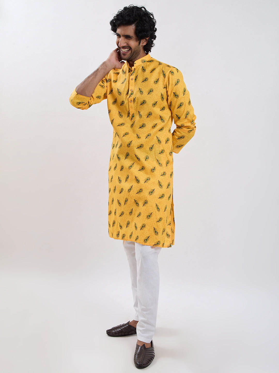Men's Yellow Muslin Cotton Kurta Pyjama Set