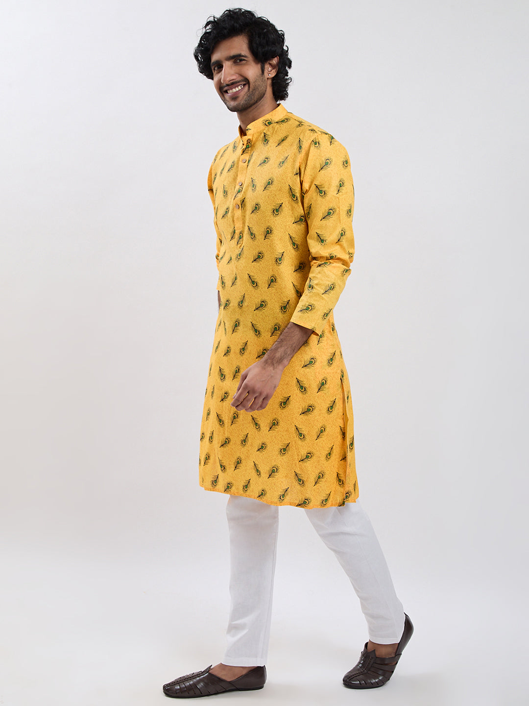 Men's Yellow Muslin Cotton Kurta Pyjama Set