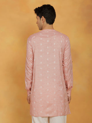 VASTRAMAY Men's Pink Cotton Kurta