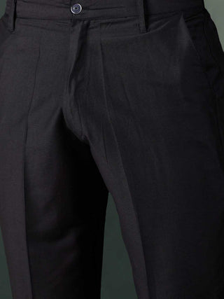 VASTRAMAY Men's Brown And Black Printed Cotton Blend Kurta Pyjama Set