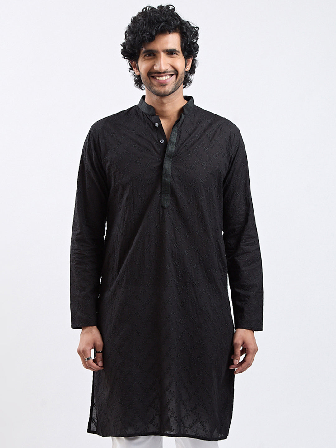 Men's Black Cotton Kurta