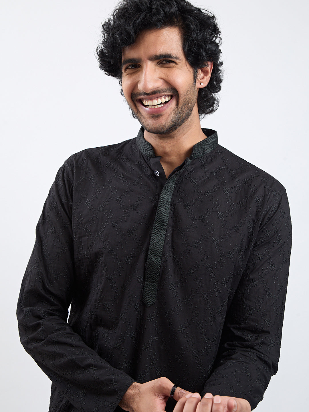 Men's Black Cotton Kurta
