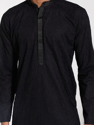 VASTRAMAY Men's Black Cotton Kurta Pyjama Set