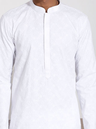 VASTRAMAY Men's White Cotton Kurta