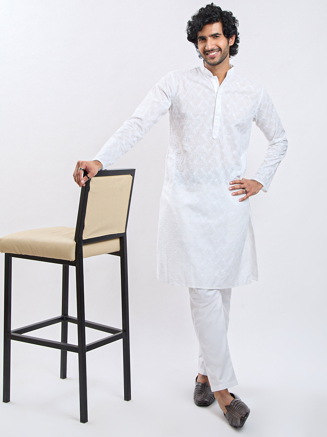 Men's White Cotton Kurta