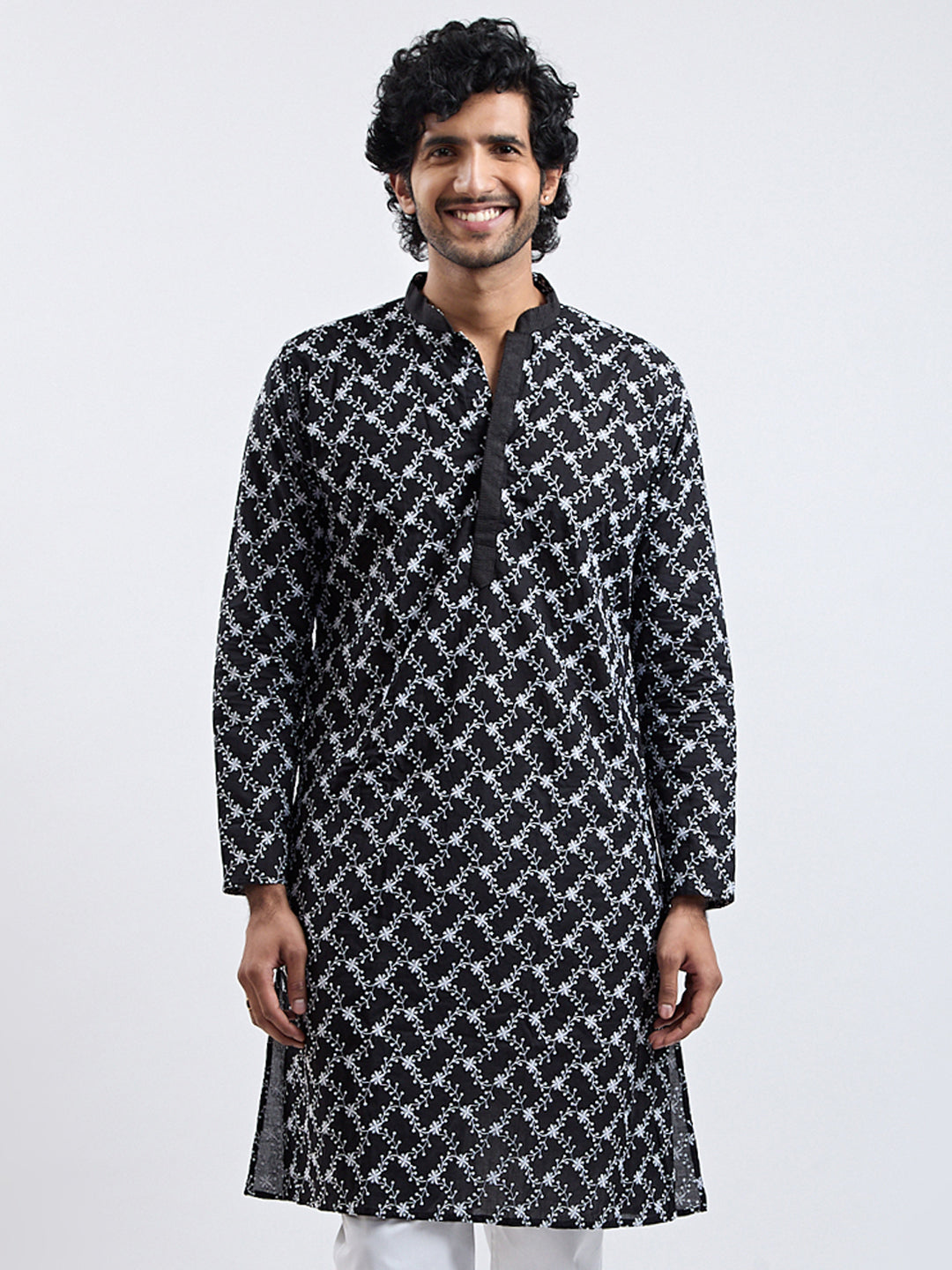 Men's Black Cotton Kurta