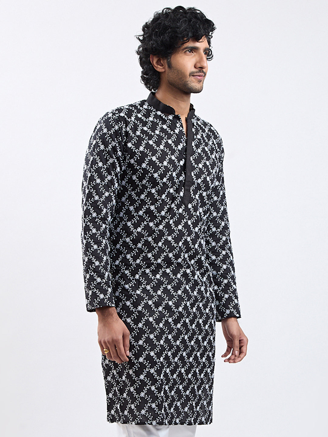 Men's Black Cotton Kurta