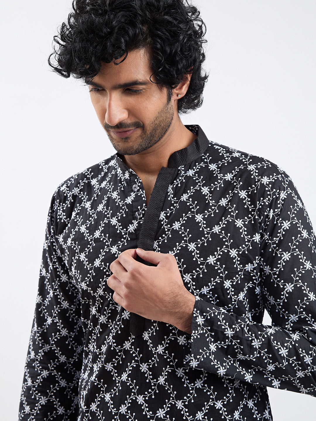 Men's Black Cotton Kurta