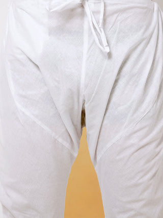 VASTRAMAY Men's Aqua And White Cotton Kurta Pyjama Set